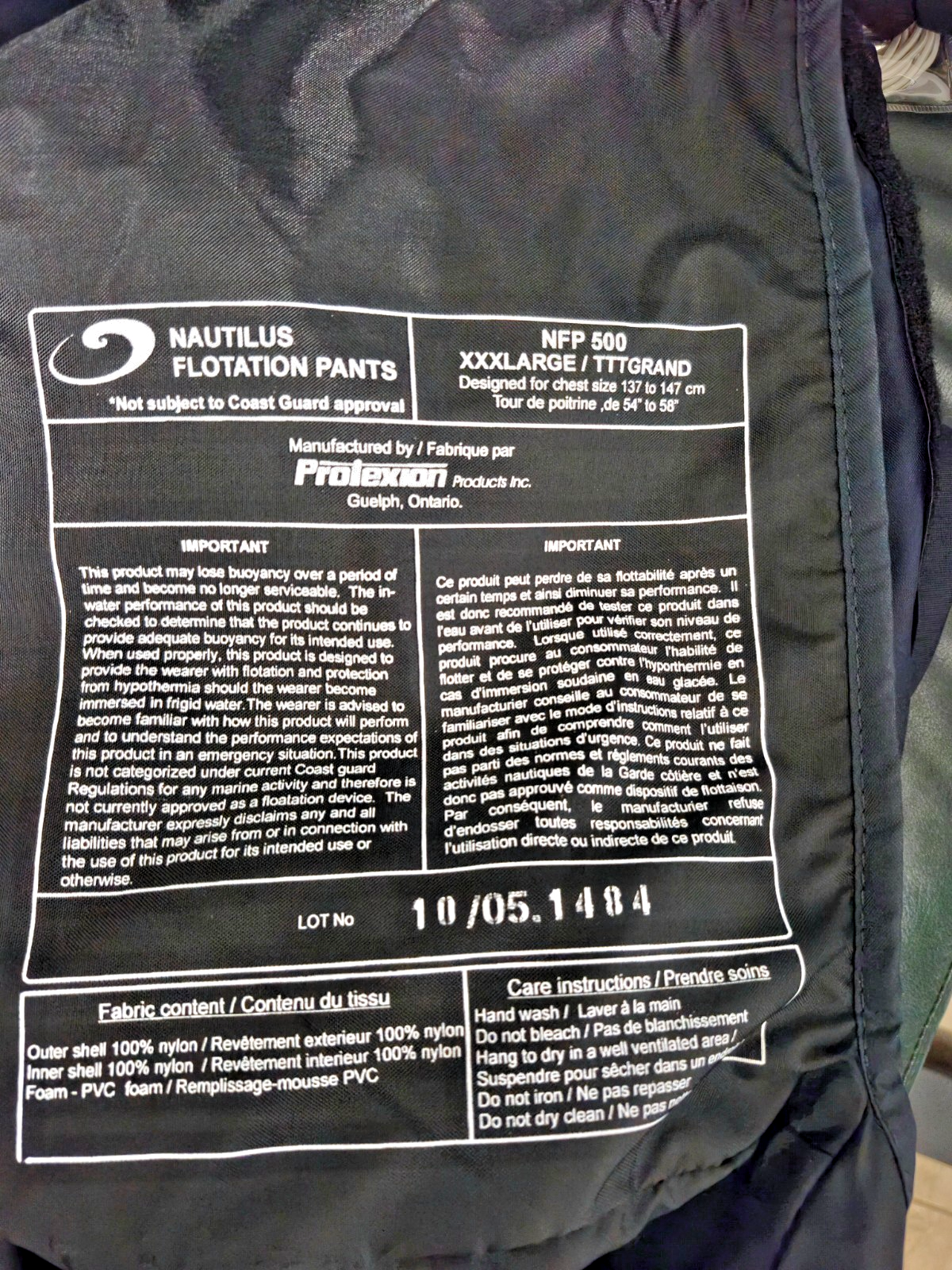 Nautilus Pro Series Insulated Survival Flotation Pants, Dark Navy Blue, XXXL