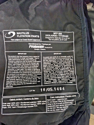 Nautilus Pro Series Insulated Survival Flotation Pants, Dark Navy Blue, XXXL