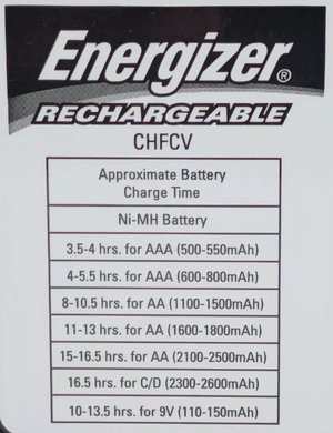 Energizer Universal Value Charger for AA/AAA/C/D/9V Rechargeable Batteries CHFCV