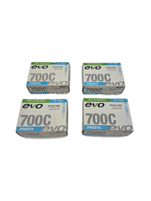 4 PACK EVO Performance Presta Bike Tubes | 700c X 18/25C | Road