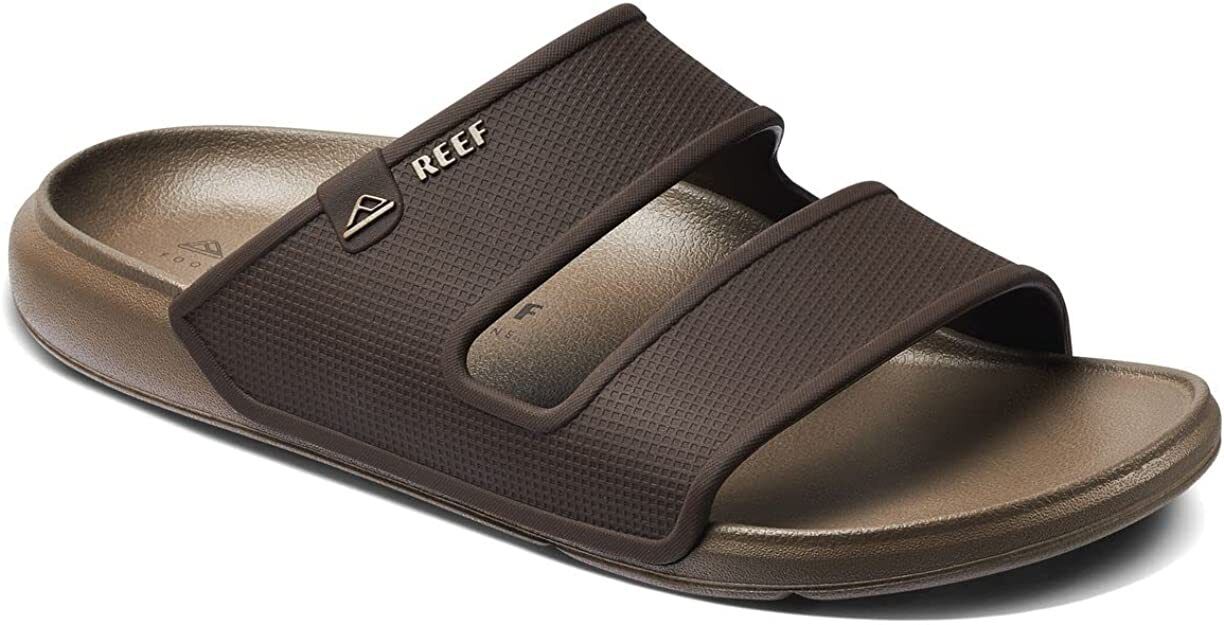 Reef Tropical Green Slide Oasis Double Up Slide Sandals Shop Reef Oasis Double Up Sandals In Grey/olive - Fast  main image 4