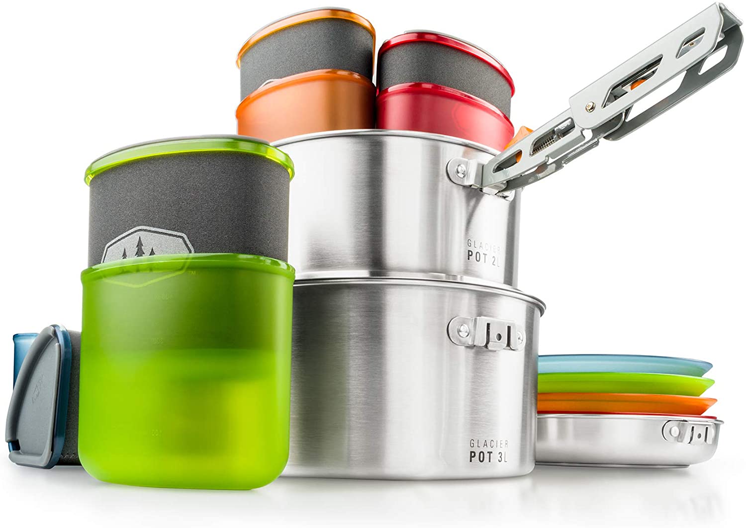 GSI Outdoors Glacier Stainless Camper Four Person Multi-Use Cookset - ScoutTech