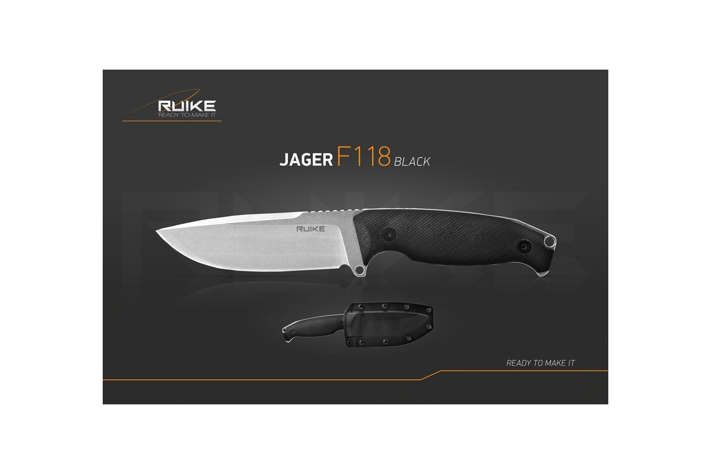 Ruike F118B Jager Fixed Blade Knife with Black Handle - ScoutTech