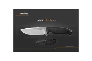 Ruike F118B Jager Fixed Blade Knife with Black Handle
