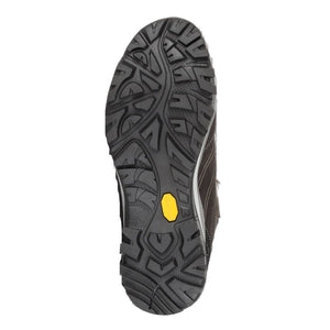 AKU Women's Alterra GTX Leather Waterproof Gore-Tex Hiking Boots in Dark Brown with Pink Laces View of Vibram Tread | ScoutTech Outfitters