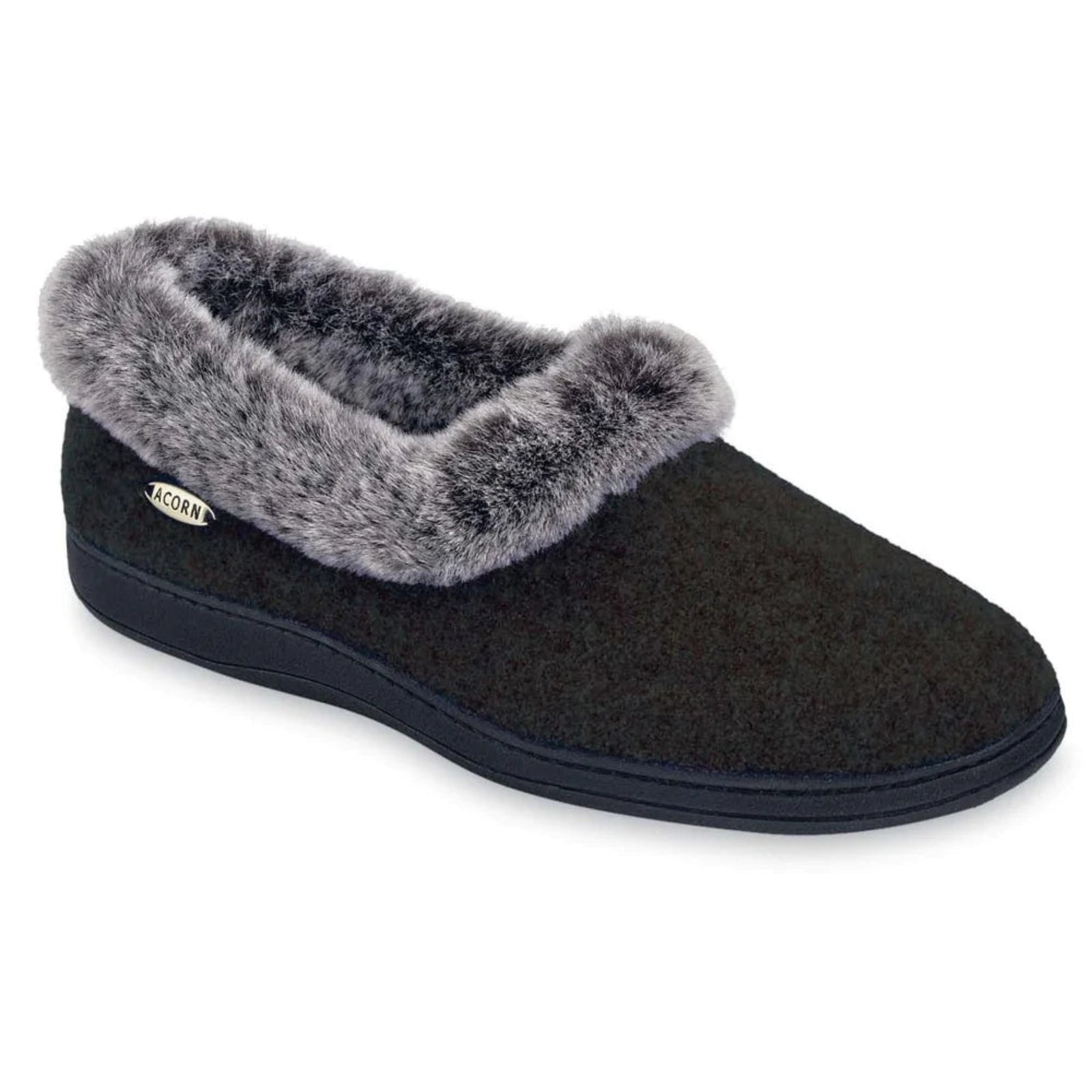 Acorn Women's Faux Fur Chinchilla Collar Slippers Left Side View | ScoutTech Outfitters