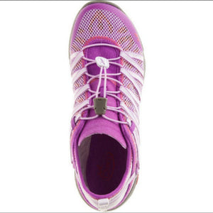 Chaco Women's Outcross EVO Closed Toe Water Shoes in Violet and White Upper View | ScoutTech Outfitters Mississauga Store
