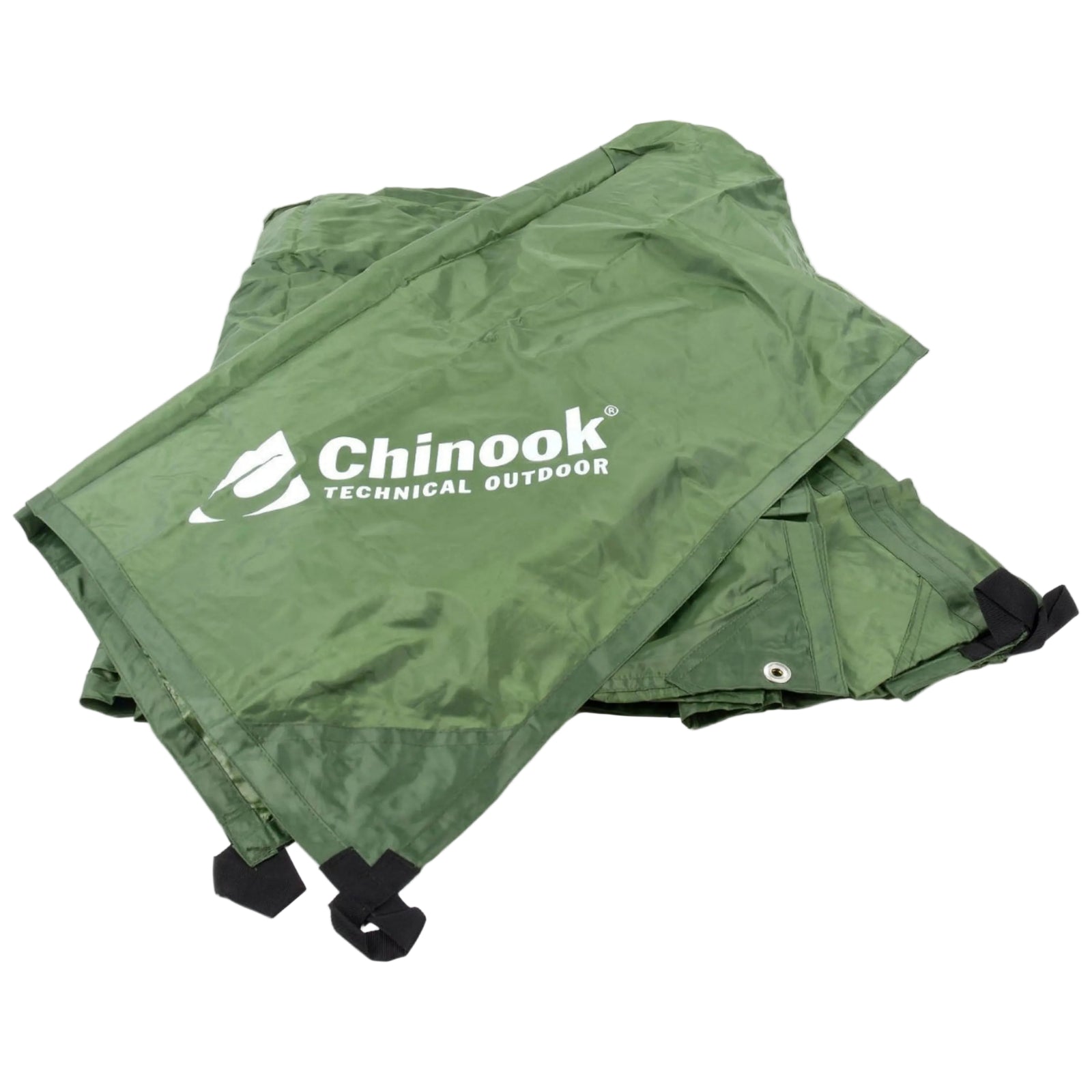 Chinook Lightweight Rip-Stop All-Purpose Tarps in Green Folded Close UP Showing Some Grommets and Tie Downs | ScoutTech Outfitters Mississauga Store