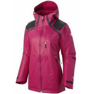 Columbia Titanium Womens Outdry Extreme Diamond Tech Rain Jackets in Haute Pink Front View | ScoutTech Outfitters