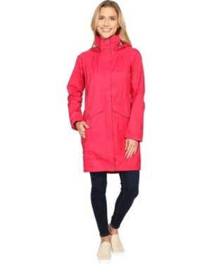 Columbia Women's EvaPOURation Trench Coats in Coral Red Front View | ScoutTech Outfitters 
