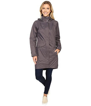 Columbia Women's EvaPOURation Trench Coats in Grey on Model Front View | ScoutTech Outfitters Mississauga