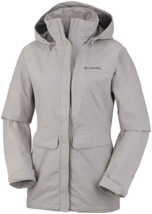 Columbia Women's Longer Miles Waterproof Breathable Rain Jackets in Flint Grey | ScoutTech Outfitters Mississauga Store