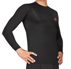 Copper 88 Men's Long Sleeve Compression Shirts in Black with Orange Logo on Left Chest | ScoutTech Outfitters Mississauga Store