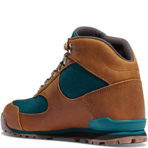 Danner Women's Retro Style Jag Leather Nylon Blend Waterproof Hiking Boots Brown and Teal Rear View | ScoutTech Outfitters Mississauga Store