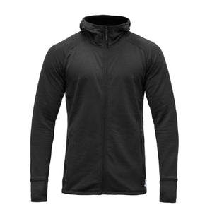 Devold Men's Nibba Merino Wool Jacket with Hood Full Zip in Black | ScoutTech Outfitters
