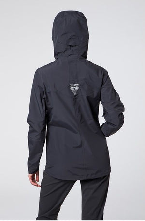 Helly Hansen Womens Odin Traverse Helly Tech Professional Rain Jackets in Black Rear Hooded View - ScoutTech