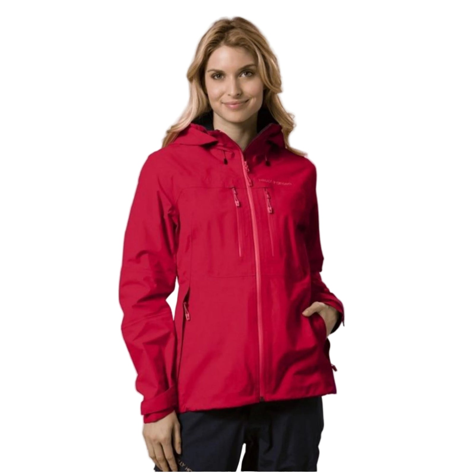 Helly Hansen Womens Odin Traverse Helly Tech Professional Rain Jackets in Pink on Model | ScoutTech Outfitters 