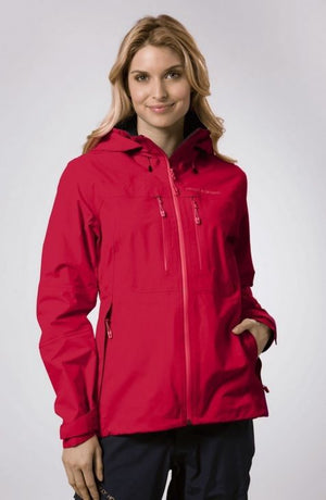 Helly Hansen Womens Odin Traverse Helly Tech Professional Rain Jackets in Pink on Model | ScoutTech Outfitters 