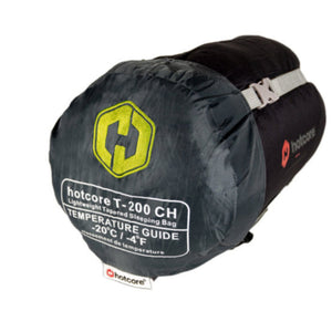 Hotcore T-200 Hooded Tapered Synthetic Lightweight Sleeping Bags -10C/14F Rated in Charcoal Grey and Olive Green in Compression Stuff Sack | ScoutTech Outfitters 