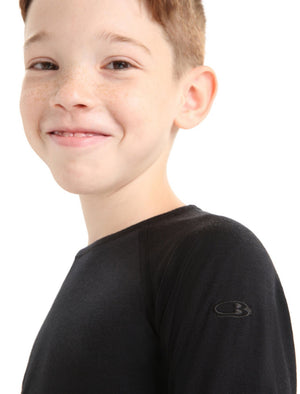 Icebreaker Kids Merino 200 Oasis Long Sleeve Crewe Thermal Top in Black | ScoutTech Outfitters