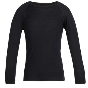 Icebreaker Merino Kids Oasis 200 Long Sleeve Crewe Thermal Top in Black for 6 to 14 years | ScoutTech Outfitters