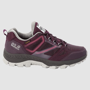 Jack Wolfskin Womens Downhill Texapore Low Waterproof Hiking Shoes in Purple with Grey and Pink - ScoutTech