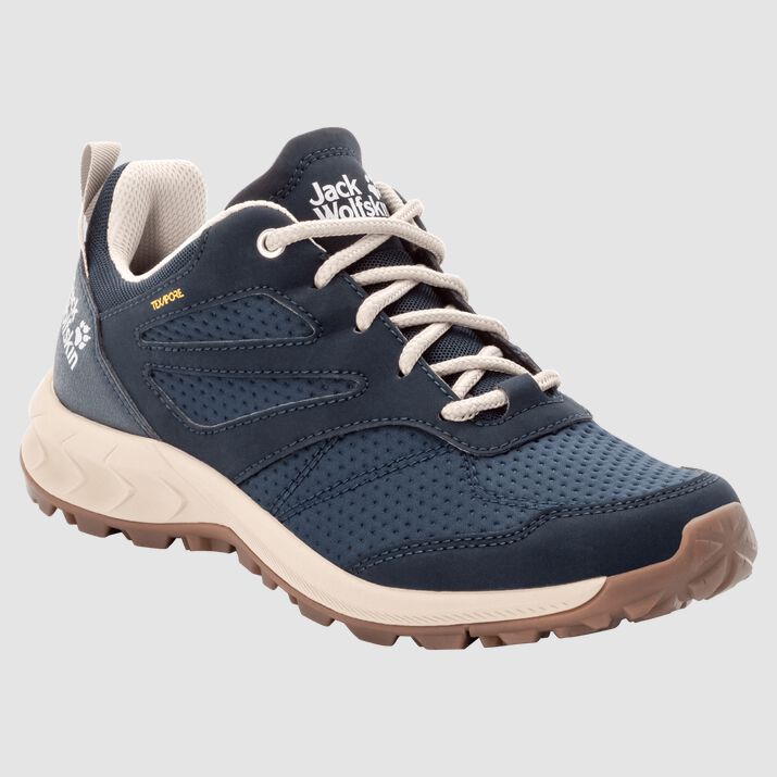 Jack Wolfskin Womens Woodland Texapore Low Waterproof Hiking Shoes in Blue with White Accents - ScoutTech