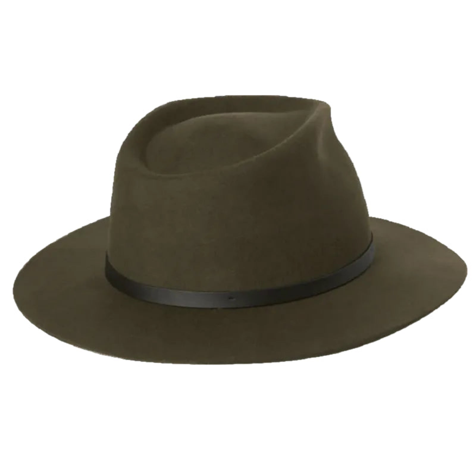 Kooringal Australia Unisex Felt Wide Brim Fedora Goodwin in Olive with Dark Brown Leather Decoration | ScoutTech Outfitters Mississauga Store