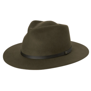 Kooringal Unisex Felt Wide Brim Goodwin Fedora Hat in Olive with Leather Band | ScoutTech Outfitters