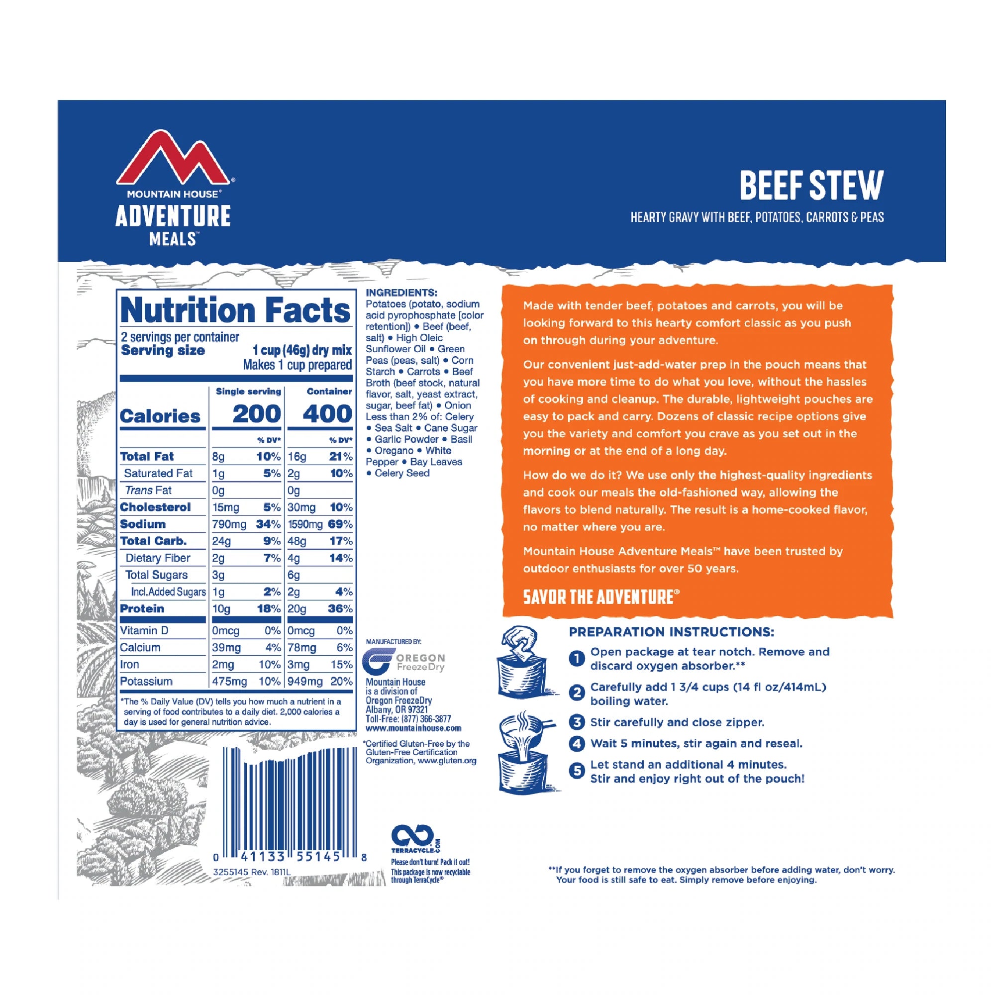 Mountain House Beef Stew Gluten Free - ScoutTech Outfitters