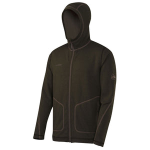 Mammut Mens Mercury Italian Pontetorto Technopile Fleece Hoody Jackets Full Zipper in Brown Front Side Showing Embroidered Logos and Zippered Pockets | ScoutTech Outfitters Mississauga Store