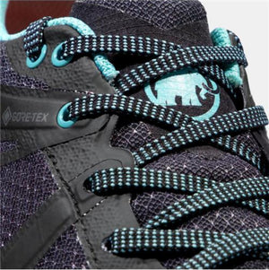 Mammut Womens Sertig II Low GTX Waterproof Light Hiking Shoes Laces Close Up View - ScoutTech Outfitters