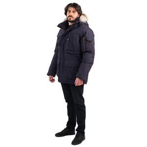 Outdoor Survival Canada OSC Men's Kanti -40 Down Parka in Cold Lake Blue Left Side | ScoutTech Outfitters