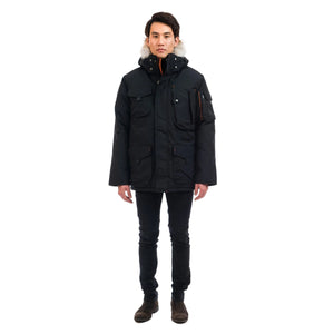 Outdoor Survival Canada OSC Men's Kanti -40 Down Parka in Orca Black Front Full Model View | ScoutTech Outfitters