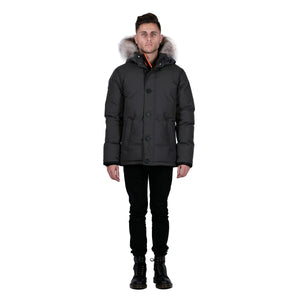 Outdoor Survival Canada OSC Men's Nyik -40C/F Down Parka in Orca Black on a male model facing frontward | ScoutTech Outfitters