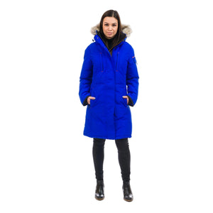 OS1081 Outdoor Survival Canada OSC Women's Nisto -40°C/F Down Parka in Arctic Blue Front on a Model | ScoutTech Outfitters Mississauga Store