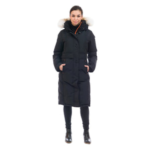 OS1101 Outdoor Survival Canada OSC Women's Nuaja Down Parka in Orca Black Casual Front Pose -40°C/F | ScoutTech Outfitters Mississauga Store