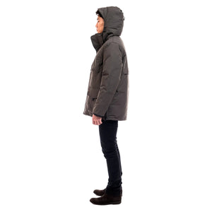 Outdoor Survival Canada OSC Men's Akiak -40 Down Parka in Steel Grey on Model Left Side | ScoutTech Outfitters Mississauga Store