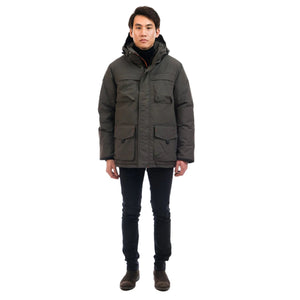 Outdoor Survival Canada OSC Men's Akiak -40 Down Parka in Steel Grey on Model Front | ScoutTech Outfitters Mississauga Store