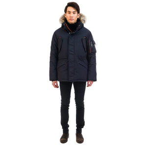 Outdoor Survival Canada OSC Men's Atim -40 Down Parka on Model in Cold Lake Blue Front Side | ScoutTech Outfitters