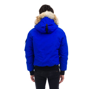 Outdoor Survival Canada OSC Men's Desna -40 Down Bomber Jacket in Arctic Blue Back Side on a Model | ScoutTech Outfitters
