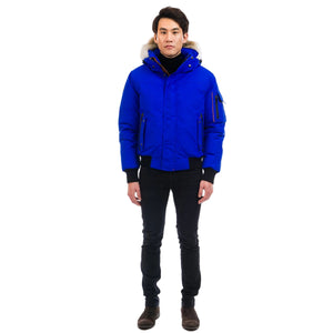 Outdoor Survival Canada OSC Men's Desna -40 Down Bomber Jackets in Arctic Blue on Model Frontward Pose | ScoutTech Outfitters 