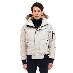 Outdoor Survival Canada OSC Men's Desna -40 Down Bomber Jackets in Opal on Model Front Pose | ScoutTech Outfitters