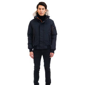 Outdoor Survival Canada OSC Men's Desna -40 Down Bomber Jackets on Model in Cold Lake Blue | ScoutTech Outfitters Mississauga Store