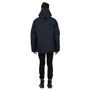 Outdoor Survival Canada OSC Men's Iqniq -20°C Urban Down Parka in Cold Lake Blue Back Side on Male | ScoutTech Outfitters Mississauga Store