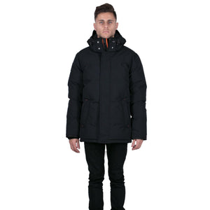 Outdoor Survival Canada OSC Men's Iqniq -20°C Urban Down Parka in Orca Black Front View on Model  | ScoutTech Outfitters