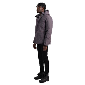 Outdoor Survival Canada OSC Men's Iqniq -40C/F Down Parka in Charcoal Grey Left Side View on Model | ScoutTech Outfitters Mississauga Store