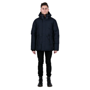 Outdoor Survival Canada OSC Men's Iqniq -40C/F Down Parka in Cold Lake Blue Front View on Model | ScoutTech Outfitters Mississauga Store