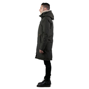 Outdoor Survival Canada OSC Men's Nevluk -20C Urban Shearling Down Parka in Orca Black Left Side View | ScoutTech Outfitters