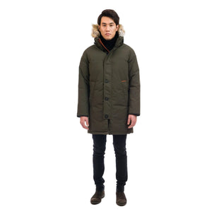 Outdoor Survival Canada OSC Men's Nevluk -40°C/F Down Parka in Alpine Moss on Front Facing Model | ScoutTech Outfitters